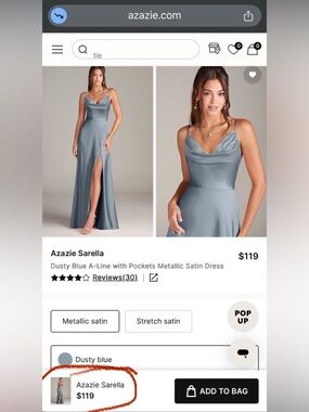 Azazie Dusty Blue Metallic Satin Cowl-Neck Maxi Dress